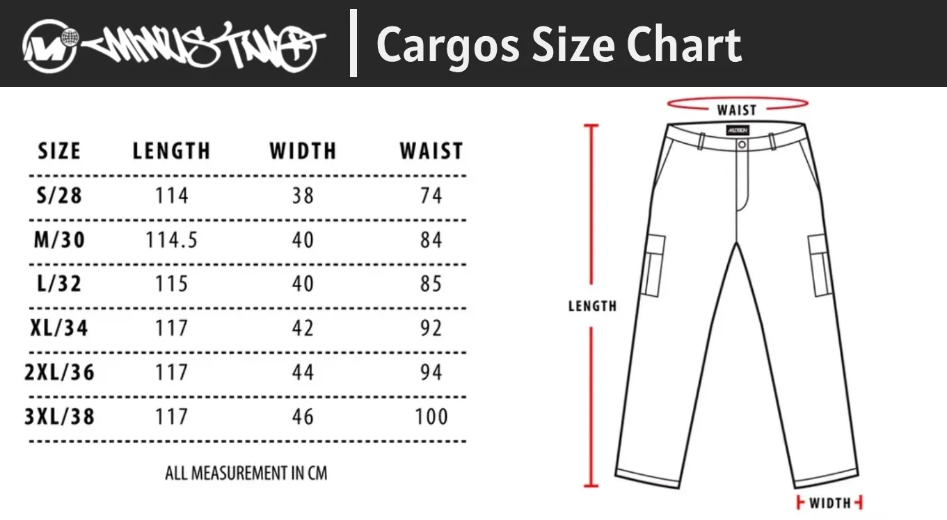 minus two size chart guide